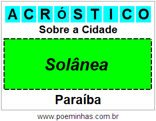 Acróstico Para Imprimir Sobre a Cidade Solânea