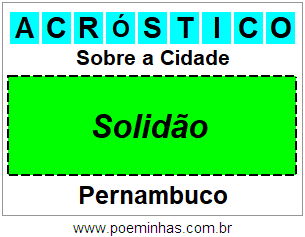 Acróstico Para Imprimir Sobre a Cidade Solidão