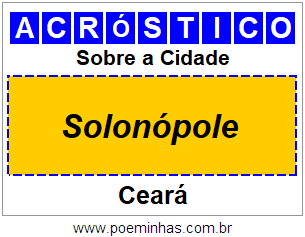 Acróstico Para Imprimir Sobre a Cidade Solonópole