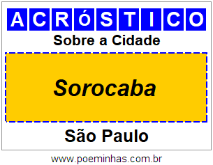 Acróstico Para Imprimir Sobre a Cidade Sorocaba