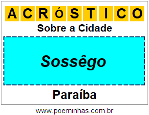 Acróstico Para Imprimir Sobre a Cidade Sossêgo