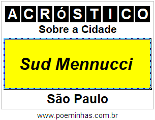 Acróstico Para Imprimir Sobre a Cidade Sud Mennucci