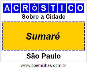 Acróstico Para Imprimir Sobre a Cidade Sumaré