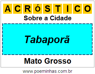 Acróstico Para Imprimir Sobre a Cidade Tabaporã