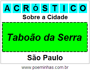 Acróstico Para Imprimir Sobre a Cidade Taboão da Serra