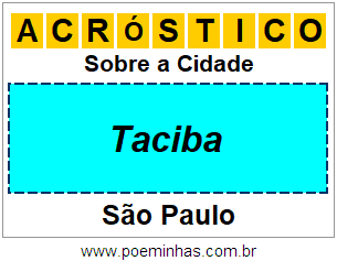 Acróstico Para Imprimir Sobre a Cidade Taciba