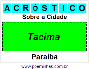 Acróstico Para Imprimir Sobre a Cidade Tacima