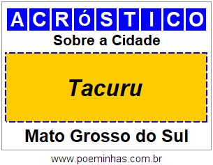 Acróstico Para Imprimir Sobre a Cidade Tacuru