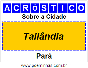 Acróstico Para Imprimir Sobre a Cidade Tailândia