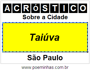 Acróstico Para Imprimir Sobre a Cidade Taiúva