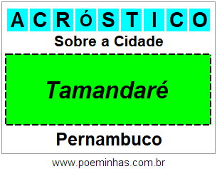 Acróstico Para Imprimir Sobre a Cidade Tamandaré