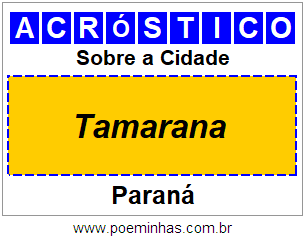 Acróstico Para Imprimir Sobre a Cidade Tamarana