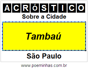 Acróstico Para Imprimir Sobre a Cidade Tambaú