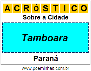 Acróstico Para Imprimir Sobre a Cidade Tamboara