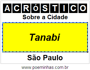 Acróstico Para Imprimir Sobre a Cidade Tanabi