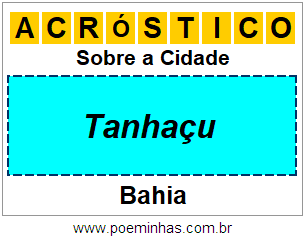 Acróstico Para Imprimir Sobre a Cidade Tanhaçu