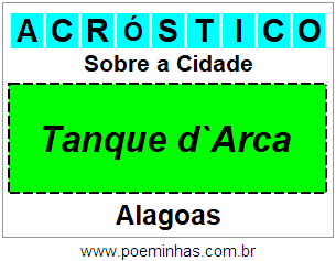 Acróstico Para Imprimir Sobre a Cidade Tanque d`Arca