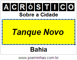 Acróstico Para Imprimir Sobre a Cidade Tanque Novo