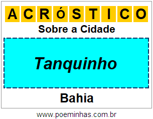 Acróstico Para Imprimir Sobre a Cidade Tanquinho