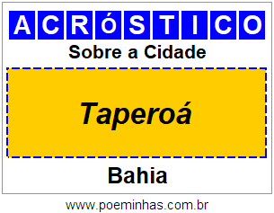 Acróstico Para Imprimir Sobre a Cidade Taperoá