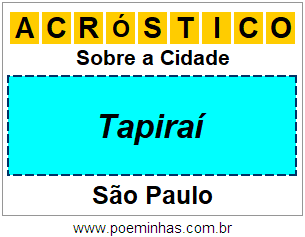 Acróstico Para Imprimir Sobre a Cidade Tapiraí