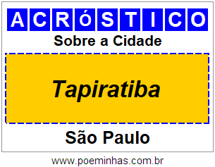 Acróstico Para Imprimir Sobre a Cidade Tapiratiba