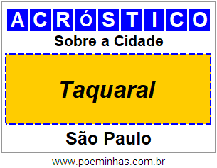 Acróstico Para Imprimir Sobre a Cidade Taquaral