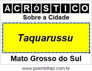 Acróstico Para Imprimir Sobre a Cidade Taquarussu