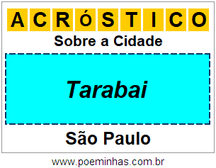 Acróstico Para Imprimir Sobre a Cidade Tarabai