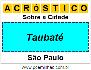 Acróstico Para Imprimir Sobre a Cidade Taubaté