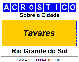 Acróstico Para Imprimir Sobre a Cidade Tavares