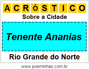 Acróstico Para Imprimir Sobre a Cidade Tenente Ananias