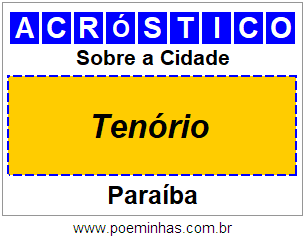 Acróstico Para Imprimir Sobre a Cidade Tenório