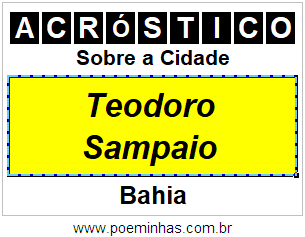 Acróstico Para Imprimir Sobre a Cidade Teodoro Sampaio