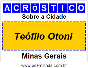 Acróstico Para Imprimir Sobre a Cidade Teófilo Otoni