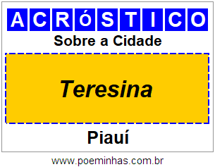 Acróstico Para Imprimir Sobre a Cidade Teresina