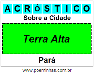 Acróstico Para Imprimir Sobre a Cidade Terra Alta