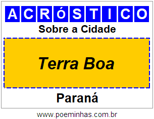 Acróstico Para Imprimir Sobre a Cidade Terra Boa