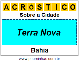 Acróstico Para Imprimir Sobre a Cidade Terra Nova