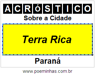 Acróstico Para Imprimir Sobre a Cidade Terra Rica