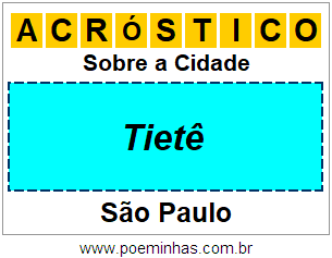 Acróstico Para Imprimir Sobre a Cidade Tietê