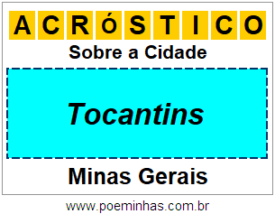 Acróstico Para Imprimir Sobre a Cidade Tocantins