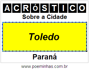 Acróstico Para Imprimir Sobre a Cidade Toledo