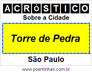 Acróstico Para Imprimir Sobre a Cidade Torre de Pedra