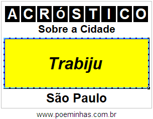 Acróstico Para Imprimir Sobre a Cidade Trabiju