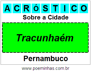 Acróstico Para Imprimir Sobre a Cidade Tracunhaém