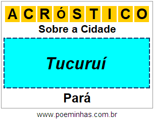 Acróstico Para Imprimir Sobre a Cidade Tucuruí