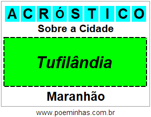 Acróstico Para Imprimir Sobre a Cidade Tufilândia