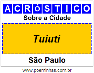 Acróstico Para Imprimir Sobre a Cidade Tuiuti