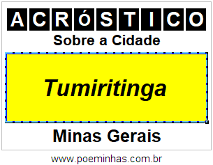 Acróstico Para Imprimir Sobre a Cidade Tumiritinga